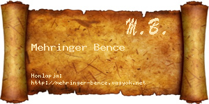 Mehringer Bence névjegykártya